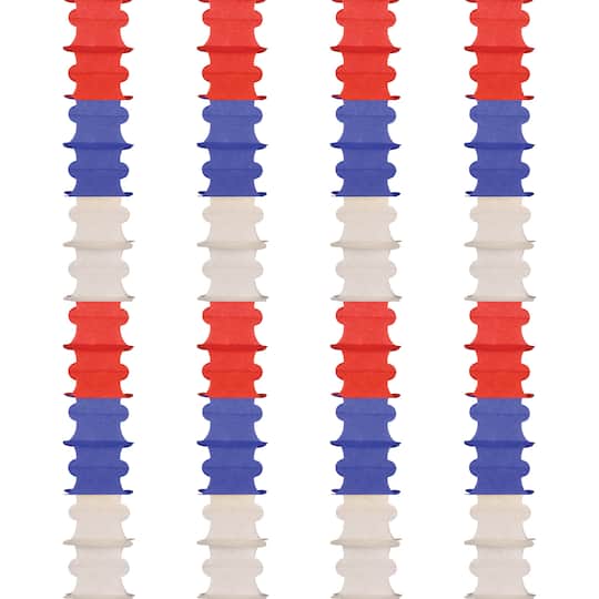 Beistle 56250-RWB 4.5 x 14 ft. 6 in. Hanging Paper Garlands Ceiling Drops, Assorted Color - Pack of 12